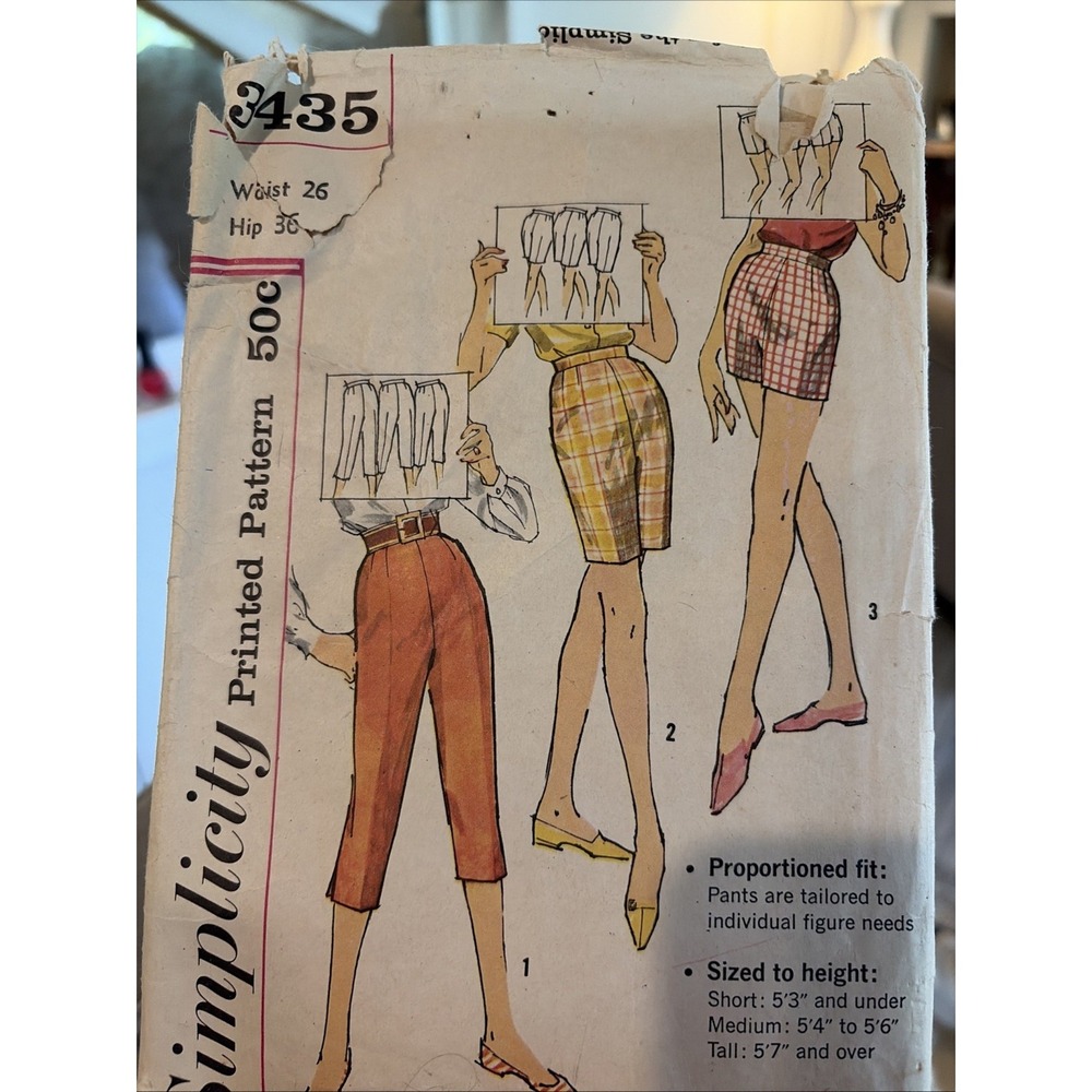 Vintage Simplicity Shorts Sewing Pattern 3435 Waist 26 Hips 36 Cut Complete